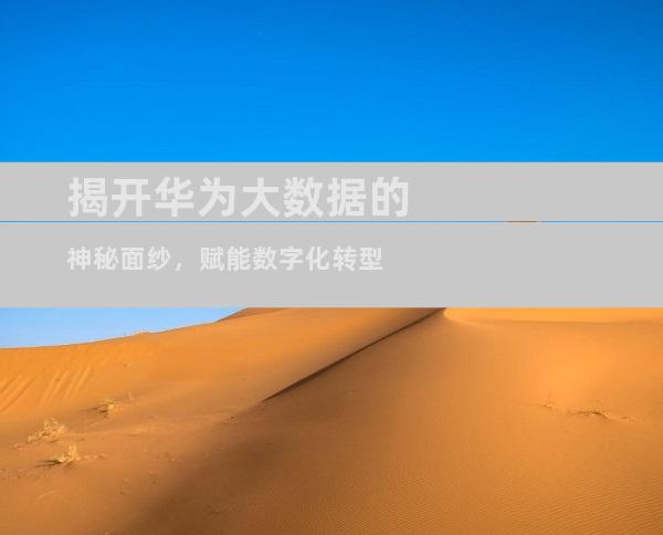 揭开华为大数据的神秘面纱，赋能数字化转型