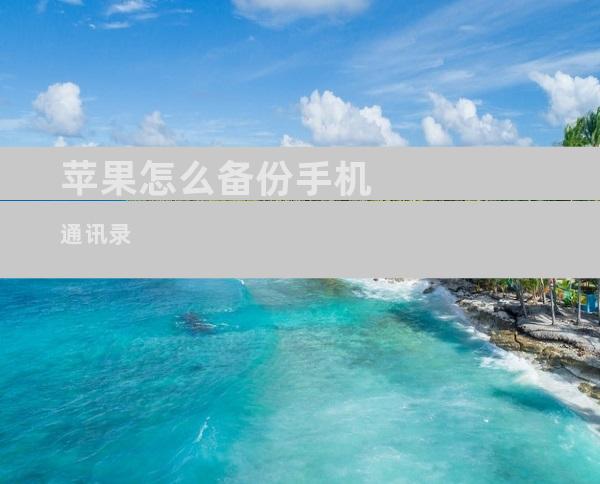 苹果怎么备份手机通讯录